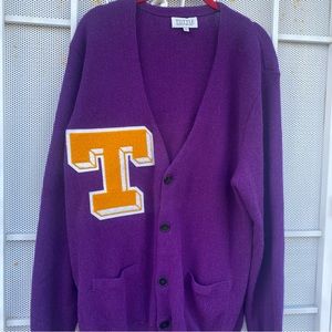 Tuttle distinctive sportswear men L long sleeve 100% alpaca purple -yellow T Vtg